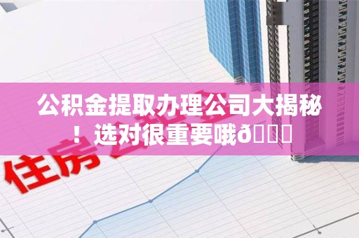 天长公积金提取办理公司大揭秘！选对很重要哦😎